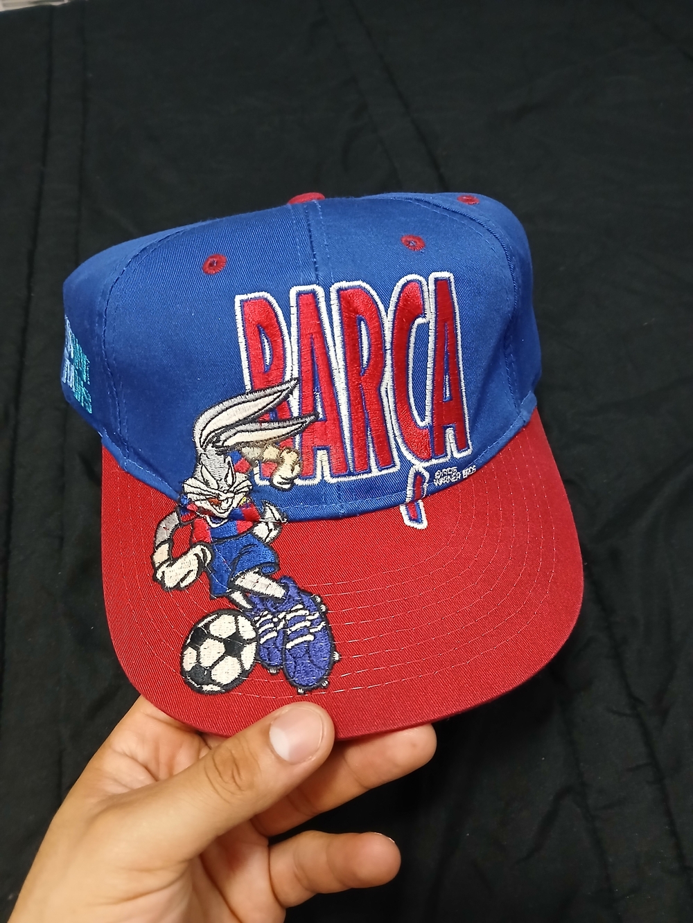 Barça Blue and Red Snapback Hat with Embroidered Soccer Bunny